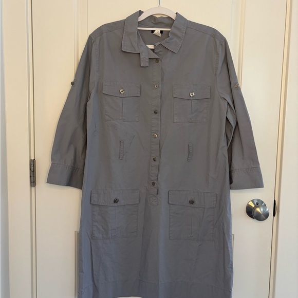 J. Crew Gray Utility Jacket Wrap Dress - Picture 1 of 9